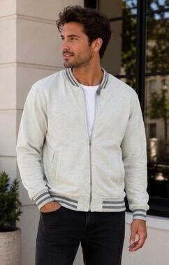 Five Four Los Angeles Davison Varsity Bomber Jacket, Heather Gray, Men's XL, NWT